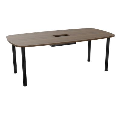 TABLE OVALE P100X200 DÉCOUPÉE POUR TRAPPE CENTRALE  DOUBLE ACCÈS 4 PIEDS RONDS  ÉP. 25 MM