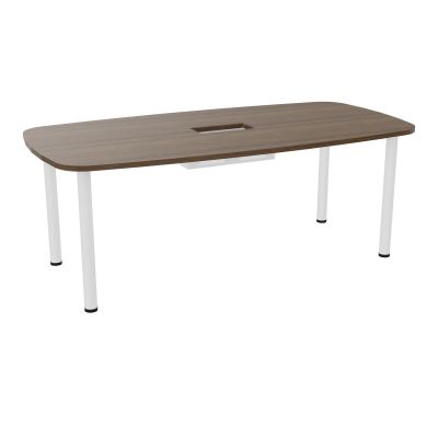TABLE OVALE P100X200 DÉCOUPÉE POUR TRAPPE CENTRALE  DOUBLE ACCÈS 4 PIEDS RONDS  ÉP. 25 MM