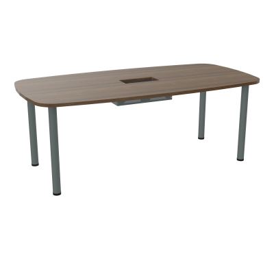 TABLE OVALE P100X200 DÉCOUPÉE POUR TRAPPE CENTRALE  DOUBLE ACCÈS 4 PIEDS RONDS  ÉP. 25 MM