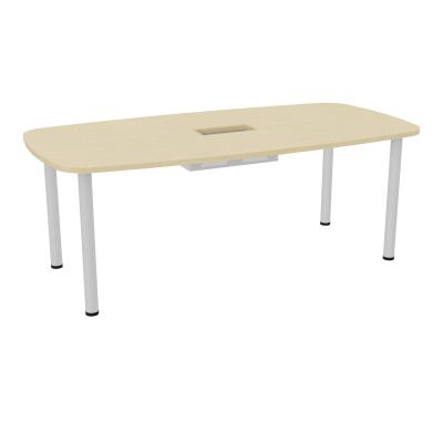 TABLE OVALE P100X200 DÉCOUPÉE POUR TRAPPE CENTRALE  DOUBLE ACCÈS 4 PIEDS RONDS  ÉP. 25 MM