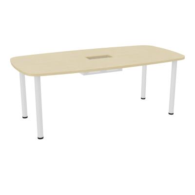 TABLE OVALE P100X200 DÉCOUPÉE POUR TRAPPE CENTRALE  DOUBLE ACCÈS 4 PIEDS RONDS  ÉP. 25 MM
