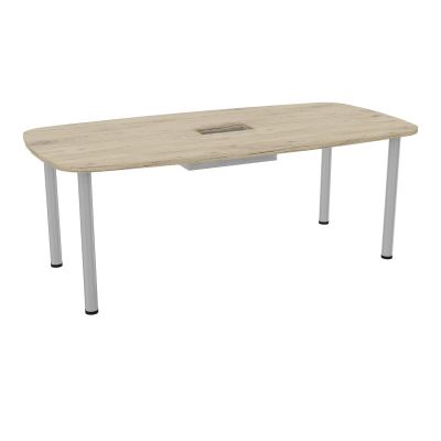 TABLE OVALE P100X200 DÉCOUPÉE POUR TRAPPE CENTRALE  DOUBLE ACCÈS 4 PIEDS RONDS  ÉP. 25 MM