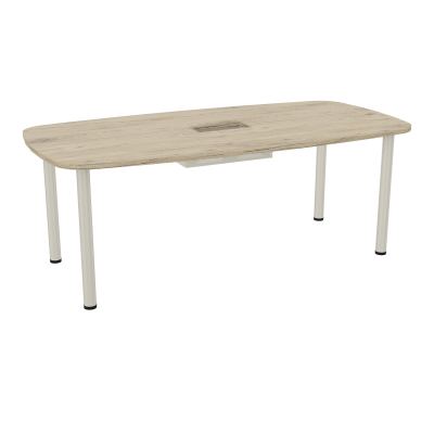 TABLE OVALE P100X200 DÉCOUPÉE POUR TRAPPE CENTRALE  DOUBLE ACCÈS 4 PIEDS RONDS  ÉP. 25 MM