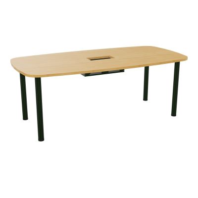 TABLE OVALE P100X200 DÉCOUPÉE POUR TRAPPE CENTRALE  DOUBLE ACCÈS 4 PIEDS RONDS  ÉP. 25 MM