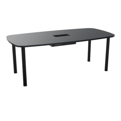 TABLE OVALE P100X200 DÉCOUPÉE POUR TRAPPE CENTRALE  DOUBLE ACCÈS 4 PIEDS RONDS  ÉP. 25 MM
