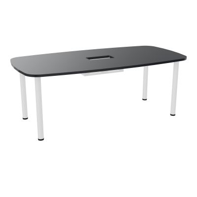 TABLE OVALE P100X200 DÉCOUPÉE POUR TRAPPE CENTRALE  DOUBLE ACCÈS 4 PIEDS RONDS  ÉP. 25 MM