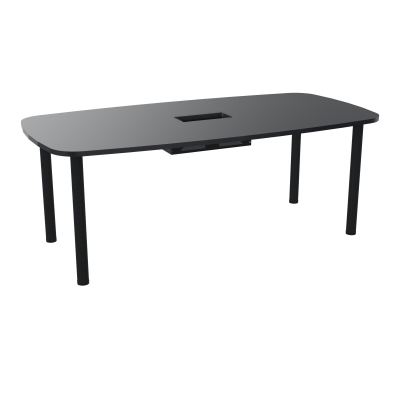 TABLE OVALE P100X200 DÉCOUPÉE POUR TRAPPE CENTRALE  DOUBLE ACCÈS 4 PIEDS RONDS  ÉP. 25 MM