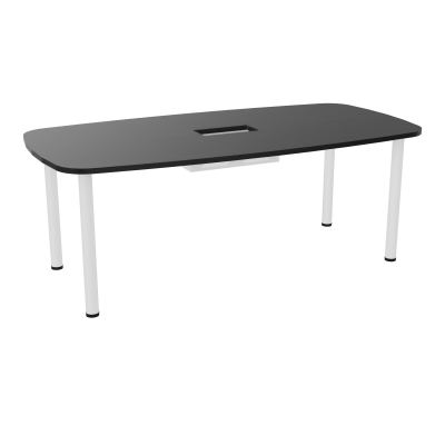 TABLE OVALE P100X200 DÉCOUPÉE POUR TRAPPE CENTRALE  DOUBLE ACCÈS 4 PIEDS RONDS  ÉP. 25 MM
