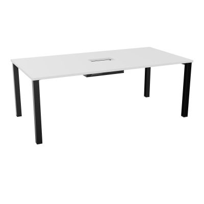 TABLE RECTANGULAIRE P100X200DÉCOUPÉE POUR TRAPPE CENTRALE DOUBLE ACCÈS 4 PIEDS CARRÉS 60