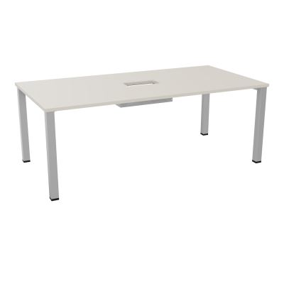 TABLE RECTANGULAIRE P100X200DÉCOUPÉE POUR TRAPPE CENTRALE DOUBLE ACCÈS 4 PIEDS CARRÉS 60