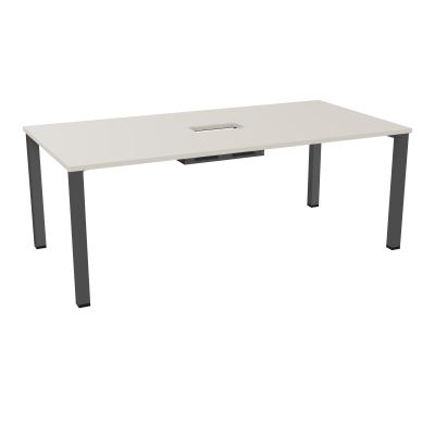 TABLE RECTANGULAIRE P100X200DÉCOUPÉE POUR TRAPPE CENTRALE DOUBLE ACCÈS 4 PIEDS CARRÉS 60