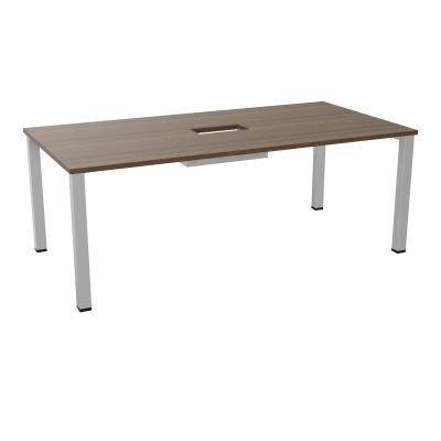 TABLE RECTANGULAIRE P100X200DÉCOUPÉE POUR TRAPPE CENTRALE DOUBLE ACCÈS 4 PIEDS CARRÉS 60