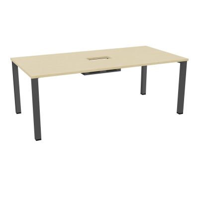 TABLE RECTANGULAIRE P100X200DÉCOUPÉE POUR TRAPPE CENTRALE DOUBLE ACCÈS 4 PIEDS CARRÉS 60