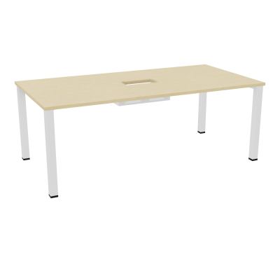 TABLE RECTANGULAIRE P100X200DÉCOUPÉE POUR TRAPPE CENTRALE DOUBLE ACCÈS 4 PIEDS CARRÉS 60