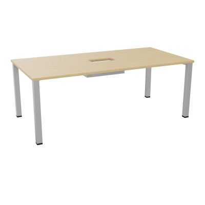 TABLE RECTANGULAIRE P100X200DÉCOUPÉE POUR TRAPPE CENTRALE DOUBLE ACCÈS 4 PIEDS CARRÉS 60