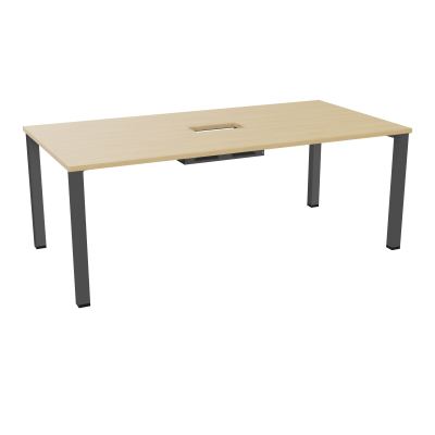 TABLE RECTANGULAIRE P100X200DÉCOUPÉE POUR TRAPPE CENTRALE DOUBLE ACCÈS 4 PIEDS CARRÉS 60