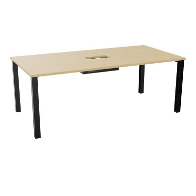 TABLE RECTANGULAIRE P100X200DÉCOUPÉE POUR TRAPPE CENTRALE DOUBLE ACCÈS 4 PIEDS CARRÉS 60
