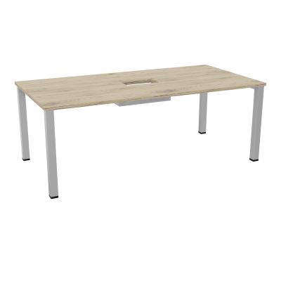 TABLE RECTANGULAIRE P100X200DÉCOUPÉE POUR TRAPPE CENTRALE DOUBLE ACCÈS 4 PIEDS CARRÉS 60
