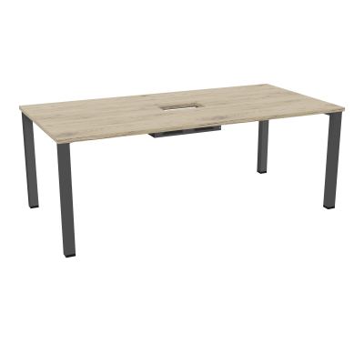 TABLE RECTANGULAIRE P100X200DÉCOUPÉE POUR TRAPPE CENTRALE DOUBLE ACCÈS 4 PIEDS CARRÉS 60
