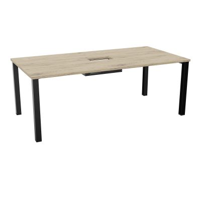 TABLE RECTANGULAIRE P100X200DÉCOUPÉE POUR TRAPPE CENTRALE DOUBLE ACCÈS 4 PIEDS CARRÉS 60