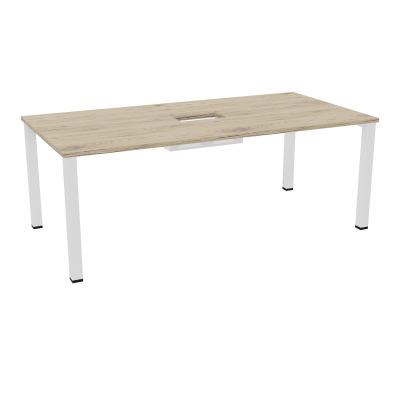 TABLE RECTANGULAIRE P100X200DÉCOUPÉE POUR TRAPPE CENTRALE DOUBLE ACCÈS 4 PIEDS CARRÉS 60