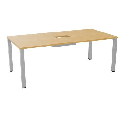 TABLE RECTANGULAIRE P100X200DÉCOUPÉE POUR TRAPPE CENTRALE DOUBLE ACCÈS 4 PIEDS CARRÉS 60