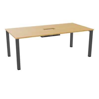 TABLE RECTANGULAIRE P100X200DÉCOUPÉE POUR TRAPPE CENTRALE DOUBLE ACCÈS 4 PIEDS CARRÉS 60