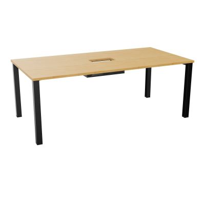 TABLE RECTANGULAIRE P100X200DÉCOUPÉE POUR TRAPPE CENTRALE DOUBLE ACCÈS 4 PIEDS CARRÉS 60
