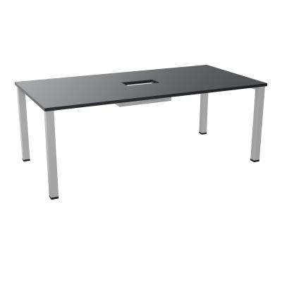 TABLE RECTANGULAIRE P100X200DÉCOUPÉE POUR TRAPPE CENTRALE DOUBLE ACCÈS 4 PIEDS CARRÉS 60
