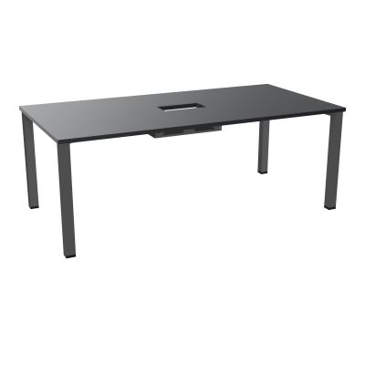 TABLE RECTANGULAIRE P100X200DÉCOUPÉE POUR TRAPPE CENTRALE DOUBLE ACCÈS 4 PIEDS CARRÉS 60