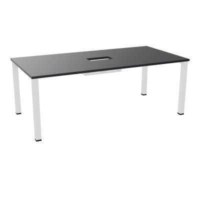 TABLE RECTANGULAIRE P100X200DÉCOUPÉE POUR TRAPPE CENTRALE DOUBLE ACCÈS 4 PIEDS CARRÉS 60