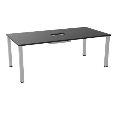 TABLE RECTANGULAIRE P100X200DÉCOUPÉE POUR TRAPPE CENTRALE DOUBLE ACCÈS 4 PIEDS CARRÉS 60