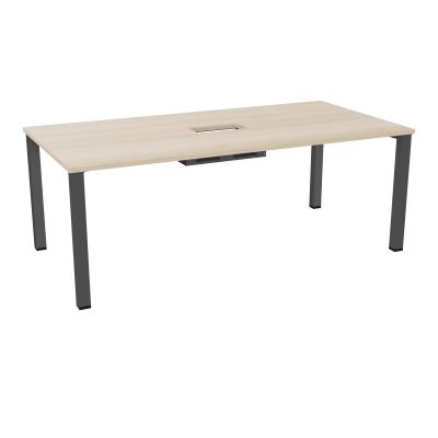 TABLE RECTANGULAIRE P100X200DÉCOUPÉE POUR TRAPPE CENTRALE DOUBLE ACCÈS 4 PIEDS CARRÉS 60