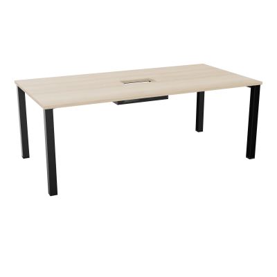 TABLE RECTANGULAIRE P100X200DÉCOUPÉE POUR TRAPPE CENTRALE DOUBLE ACCÈS 4 PIEDS CARRÉS 60