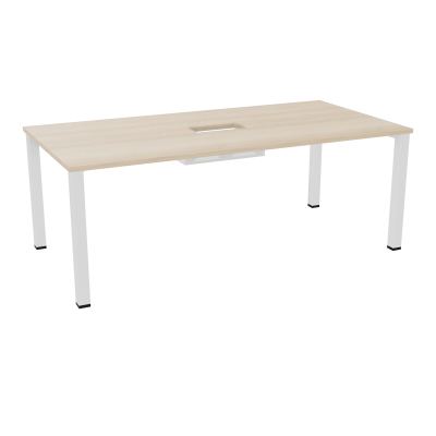 TABLE RECTANGULAIRE P100X200DÉCOUPÉE POUR TRAPPE CENTRALE DOUBLE ACCÈS 4 PIEDS CARRÉS 60