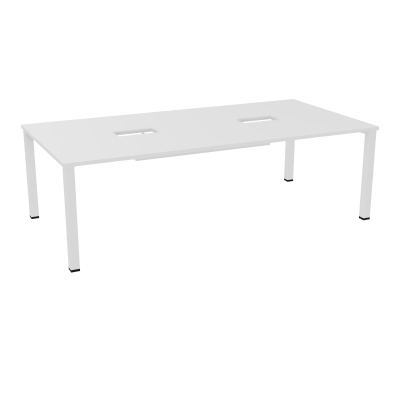 TABLE RECTANGULAIRE P120X240DÉCOUPÉE POUR 2XTRAPPES CENTRALES DOUBLE ACCÈS 4 PIEDS CARRÉ