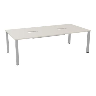 TABLE RECTANGULAIRE P120X240DÉCOUPÉE POUR 2XTRAPPES CENTRALES DOUBLE ACCÈS 4 PIEDS CARRÉ