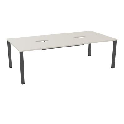 TABLE RECTANGULAIRE P120X240DÉCOUPÉE POUR 2XTRAPPES CENTRALES DOUBLE ACCÈS 4 PIEDS CARRÉ