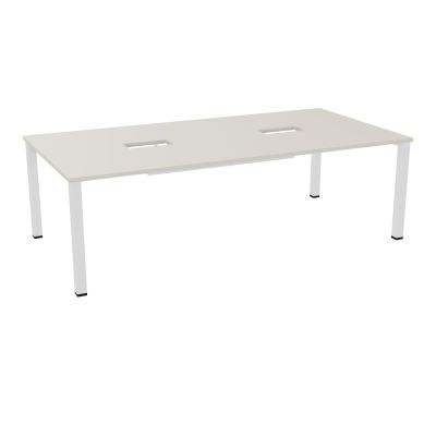 TABLE RECTANGULAIRE P120X240DÉCOUPÉE POUR 2XTRAPPES CENTRALES DOUBLE ACCÈS 4 PIEDS CARRÉ