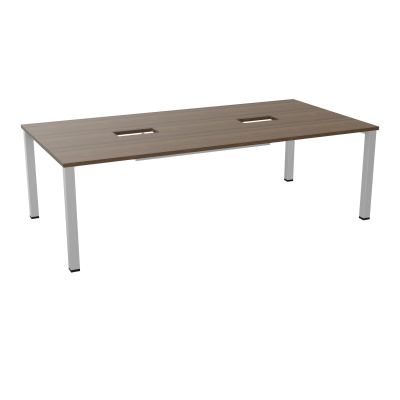 TABLE RECTANGULAIRE P120X240DÉCOUPÉE POUR 2XTRAPPES CENTRALES DOUBLE ACCÈS 4 PIEDS CARRÉ