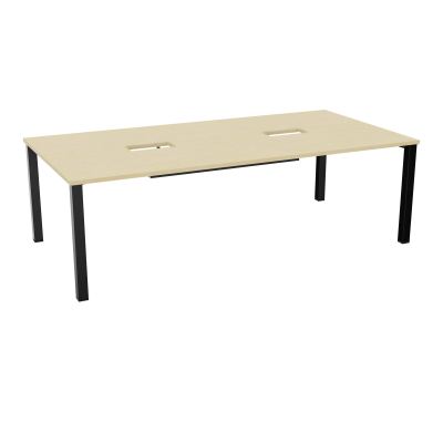 TABLE RECTANGULAIRE P120X240DÉCOUPÉE POUR 2XTRAPPES CENTRALES DOUBLE ACCÈS 4 PIEDS CARRÉ