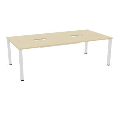 TABLE RECTANGULAIRE P120X240DÉCOUPÉE POUR 2XTRAPPES CENTRALES DOUBLE ACCÈS 4 PIEDS CARRÉ