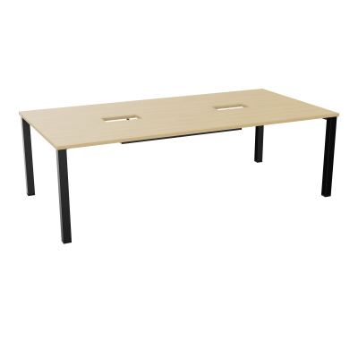 TABLE RECTANGULAIRE P120X240DÉCOUPÉE POUR 2XTRAPPES CENTRALES DOUBLE ACCÈS 4 PIEDS CARRÉ