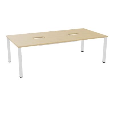 TABLE RECTANGULAIRE P120X240DÉCOUPÉE POUR 2XTRAPPES CENTRALES DOUBLE ACCÈS 4 PIEDS CARRÉ