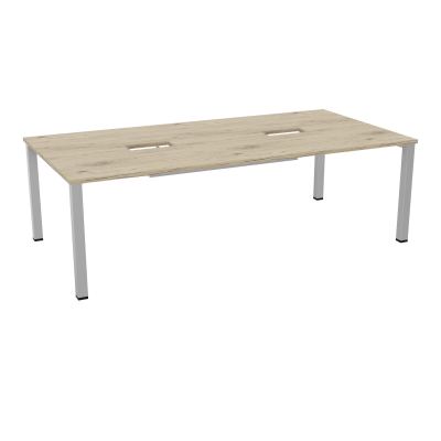 TABLE RECTANGULAIRE P120X240DÉCOUPÉE POUR 2XTRAPPES CENTRALES DOUBLE ACCÈS 4 PIEDS CARRÉ