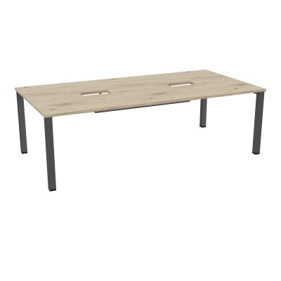 TABLE RECTANGULAIRE P120X240DÉCOUPÉE POUR 2XTRAPPES CENTRALES DOUBLE ACCÈS 4 PIEDS CARRÉ