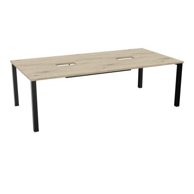 TABLE RECTANGULAIRE P120X240DÉCOUPÉE POUR 2XTRAPPES CENTRALES DOUBLE ACCÈS 4 PIEDS CARRÉ