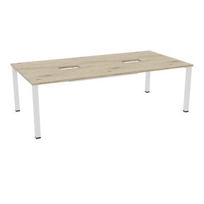 TABLE RECTANGULAIRE P120X240DÉCOUPÉE POUR 2XTRAPPES CENTRALES DOUBLE ACCÈS 4 PIEDS CARRÉ