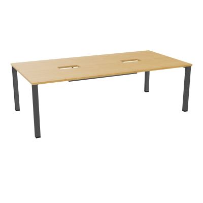 TABLE RECTANGULAIRE P120X240DÉCOUPÉE POUR 2XTRAPPES CENTRALES DOUBLE ACCÈS 4 PIEDS CARRÉ