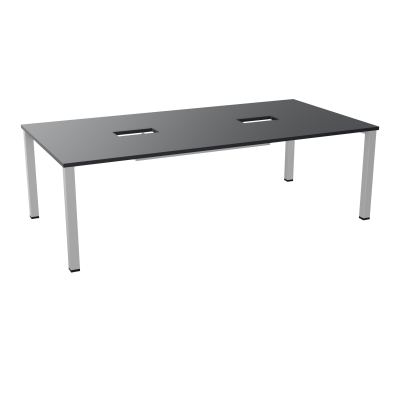 TABLE RECTANGULAIRE P120X240DÉCOUPÉE POUR 2XTRAPPES CENTRALES DOUBLE ACCÈS 4 PIEDS CARRÉ